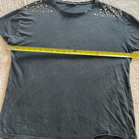 ZARA W/B COLLECTION  Distressed, WashedBlack Oversized Starstudded Tee   Size S - Picture 10 of 12